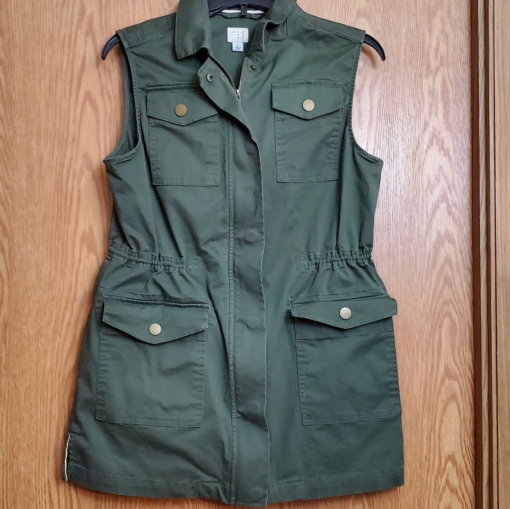 A New Day army green cargo dress or vest - Picture 2 of 8